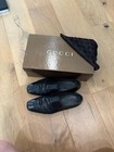 Gucci Vintage Black Leather Square Toe Loafers With Box And Dust Bag  Size 8