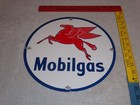 Vintage Mobil Mobilgas Pegasus Horse 11 1 2  Porcelain Metal Gasoline   Oil Sign