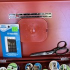 Vintage Wilson Wil-hold Thread Full Storage Box Orange Sewing Scissors Extras
