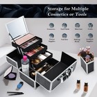 Makeup Train Case 11 8 Inch Large Makeup Organizer Box With Trays
