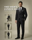 Ynd Men s 2 Piece Suit With Tie  One Button Slim Fit Solid Jacket And Pants Set