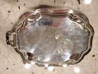Vintage Sheridan Silver Plate Footed Tray 10  Missing 1 Handle