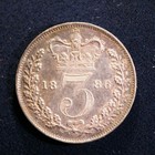 Foreign Silver Coin - Great Britain  Maundy 3 Pence  1886  Km-730  Unc Condition