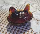 Red Amberina Hen On Nest Salt Cellar uv Reactive Glow 