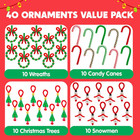 Beaded Ornament Craft Kit  Makes 40 Snowman Tree Candy Cane Wreath Hangers 14 