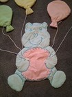 Rainbow Cloud W bear Holding Balloons Quilted Wall Hanging Vtg Nursery Decor