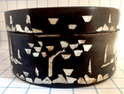 Lacquer Round Mother Of Pearl Inlaid Trinket Box Chinese Couple Vtg Antique Read
