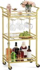 Bar Cart  Home Bar Serving Cart  Small Bar Serving Cart With 3-tier Shelf  Wi   