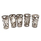 Vintage 925 Ar Sterling Mexico Openwork Floral Shot Glass Sleeves Set Of 5