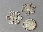 Pair Antique 800 Silver Thread Winders Dutch Hand Etched  Sewing Textile Tool