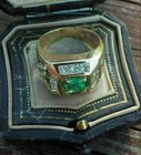 2ct Vvs1 Asscher Cut Lab-created Emerald  diamond Men s Wedding 14k Gold Fn Ring