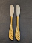 Lot Of 2 Ranmaru Wave Golden Black Dinner Knives Japan Silverware Free Ship