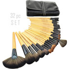 Sculptor 32 Pc Wooden Makeup Brush Set - Natural  Professional Cosmetic Brushes