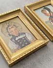 2 Vintage 1950s Framed Lithograph Portrait Swiss Maiden Series 2552 2554 Mcm Art