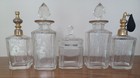 Antique French Napoleon 3rd 9 Pc Brass Bronze Cut Crystal Vanity Set 1880 s-90 s