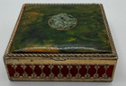 Stunning Vntg Brass Filigree With Aventurine Stone Cluster Jewelry Trinket Box