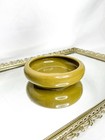 Small Vintage Avocado   Olive Green Round Ceramic Pottery Planter
