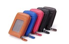 Genuine Leather Zip Wallet Women Rfid Blocking Card Holder Small With Id Window