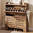 Shoe Cabinet With 2 Flip-down Drawers  Narrow Hallway Storage For Apartments