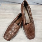Saint Johns Bay Women s Brown Leather Weave Slip-on Loafers Size 7
