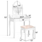 Vanity Wood Makeup Dressing Table Stool Set W  Drawer  mirror Jewelry Desk White