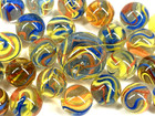 25 Glass Marbles Atom Red yellow blue Streamer Fiesta Game Shooter
