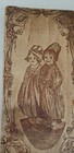 Antique Dutch Boy   Girl Hinged Wooden Stationery Box - Pyrography Etched - 9 5 