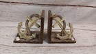Vintage Pair Of Wooden Nautical Ship Anchor Bookends