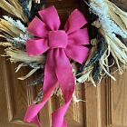Fuchsia Pink Burlap Wreath Bow - 10  Wide  18  Long Tails  Breast Cancer Support