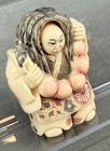 Vintage Japanese Netsuke Resin Figure Rotating Two Face Vampire woman Signed