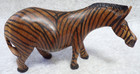 Zebra Figurine Hand Carved In Kenya Solid Wood Vintage Souvenir Painted Stripes