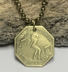 Vint  New York City Strip Tease Peep Show Coin Token Pendant Times Square 42 St