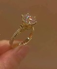 Moissanite Engagement 3 Tcw Halo Certified Round Cut 14k Yellow Gold Plated Ring