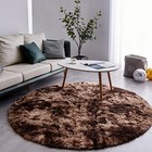 Fjzfing Tie-dyed Coffee Round Rug Ultra-soft Plush Modern 4x4 Circle Area Rug 
