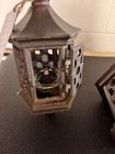 Vintage Heavy Japanese Hexagonal Iron Hanging Lantern Rustic Decor Set Of 2