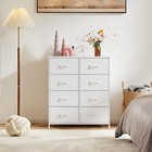 White 8 Drawers Dresser For Bedroom Organizer Storage Fabric Chest Of Drawers