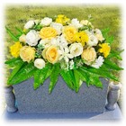 Headstone Flower Saddle Silk Cemetery Flower For Grave Light Yellow White Ros   