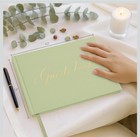 Wedding Guest Book With Photo Spots     Elegant Hardcover Sign-in Book  sage 