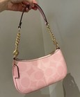 Coach Cal51 Pink Teri Shoulder Bag In Signature Canvas Crossbody For Women
