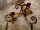 2 Tier Cast Metal Wall Hanging Plate Rack Holder Display Shelf 26  Floral Design