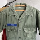 Vintage 1950s 1960s Faded Us Military Od Green Shirt