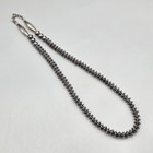 18  8mm Sterling Smooth Navajo Saucer Bench Bead Necklace Dark Oxidized