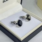 Montblanc Star Cufflinks Stainless Steel With A Black Resin Inlay Round Shape