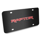 Ford F-150 Raptor In Red 3d Logo Black Carbon Fiber Patten Steel License Plate