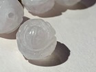 One Vintage Carved Chinese Bead Rose Quartz Pink Double Shou Design 10mm Round 