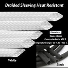 1mm-50mm Silicon Fiber Glass Sleeving Cable Wire Heat Resistant Tube White black