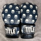 Title Boxing Gloves Training Sparring Blue Skulls Kickboxing Size Regular 12 Oz