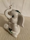 Vintage Elephant Coin Bank With Stopper  - Blue Daisies - Ceramic 6   