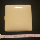 Vintage Bliss White Enamel Cosmetic Powder Case With Pocket     Perfect Condition 