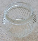 Vintage Twistef Rib Glass Vanity Dish Powder Jar With Floral Metal Lid